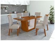 Mesa de Jantar 6 Cadeiras Retangular Frassino e Off White Móveis Lopas Apogeu