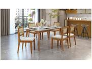 Mesa de Jantar 6 Cadeiras Retangular Madeira Maciça com vidro Nesher Monalisa Mesa de Jantar 6 Cadeiras Retangular Madeira Maciça com vidro Nesher Monalisa