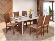 Mesa de Jantar 6 Cadeiras Retangular Naturalle e Off-White Tampo de MDF Verona Móveis São Carlos