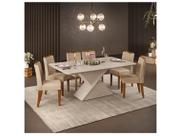 Mesa de Jantar 6 Cadeiras Retangular Off White e Saara DJ Móveis Firenze