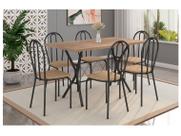 Mesa de Jantar 6 Cadeiras Retangular Preta