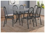 Mesa de Jantar 6 Cadeiras Retangular Preta Artefamol Ravena