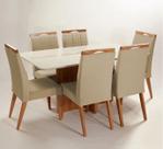 Mesa de jantar + 6 cadeiras Roma tampo 180 cm capuccino