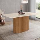 Mesa de Jantar 6 Lugares 160cm com Vidro Clarice Nature/Off H02 - Mpozenato