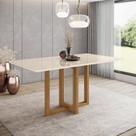 Mesa de Jantar 6 Lugares 160cm Tampo MDF e Vidro Canto Reto Natalí Mesa de Jantar 6 Lugares 160cm Tampo MDF e Vidro Canto Reto Natalí
