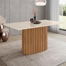 Mesa de Jantar 6 Lugares 160cm Vidro Canto Reto Clarice Nature/Off H02 - Mpozenato