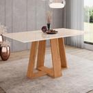Mesa de Jantar 6 Lugares 160cm Vidro Canto Reto Lince Nature/Off H02 - Mpozenato Mesa de Jantar 6 Lugares 160cm Vidro Canto Reto Lince Nature/Off H02 - Mpozenato