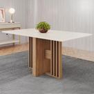 Mesa de Jantar 6 Lugares 160cm Vidro Canto Reto Zinia Nature/Off H02 - Mpozenato