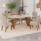 Mesa de Jantar 6 Lugares Adriana/Anne Nature/Corano Bege/Creme - Henn
