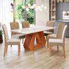 Mesa de Jantar 6 Lugares ágata Fernanda com Vidro Cinamomo/Off White/Joli - Cimol Mesa de Jantar 6 Lugares ágata Fernanda com Vidro Cinamomo/Off White/Joli - Cimol