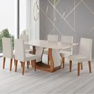 Mesa de Jantar 6 Lugares Amarena Mel/Blonde/Veludo Pastel - Viero Móveis Mesa de Jantar 6 Lugares Amarena Mel/Blonde/Veludo Pastel - Viero Móveis