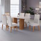 Mesa de Jantar 6 Lugares Azura Ripado Mel/Blonde/Pastel - Viero Móveis Mesa de Jantar 6 Lugares Azura Ripado Mel/Blonde/Pastel - Viero Móveis