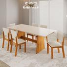 Mesa de Jantar 6 Lugares Borgia Mel/Blonde/Pastel - Viero Móveis