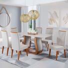 Mesa de Jantar 6 Lugares Cassia Imbuia/Blonde/Veludo Marfim - Pnr Móveis
