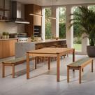 Mesa de Jantar 6 Lugares Com 02 Bancos de Madeira 180cm Trammare C07 Corda Náutica Verde Oliva - Lyam Decor