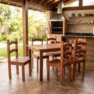 Mesa de Jantar 6 Lugares com 6 Cadeiras em Madeira Maciça Rústic Mesa de Jantar 6 Lugares com 6 Cadeiras em Madeira Maciça Rústic