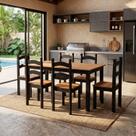 Mesa de Jantar 6 Lugares com 6 Cadeiras em Madeira Maciça Rústic Mesa de Jantar 6 Lugares com 6 Cadeiras em Madeira Maciça Rústic