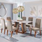 Mesa de Jantar 6 Lugares Corsa Imbuia/Blonde/Veludo Perola - Viero Móveis