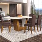 Mesa de Jantar 6 Lugares Floripa Seda/Blonde/Fumê - Viero Móveis Mesa de Jantar 6 Lugares Floripa Seda/Blonde/Fumê - Viero Móveis