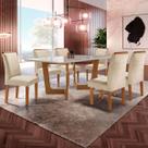 Mesa de Jantar 6 Lugares Itália com Vidro Cinamomo/Off White/Bege - Panorama Móveis Mesa de Jantar 6 Lugares Itália com Vidro Cinamomo/Off White/Bege - Panorama Móveis