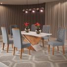 Mesa de Jantar 6 Lugares Poliana Mel/Blonde/Veludo Cinza - Panorama Móveis Mesa de Jantar 6 Lugares Poliana Mel/Blonde/Veludo Cinza - Panorama Móveis