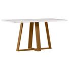 Mesa de Jantar 6 Lugares Retangular 160cm Tampo MDF Com Vidro Elian N01 Ypê Off White - Lyam Decor Mesa de Jantar 6 Lugares Retangular 160cm Tampo MDF Com Vidro Elian N01 Ypê Off White - Lyam Decor
