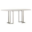 Mesa de Jantar 6 Lugares Retangular Orgânico Com Vidro 180cm Pés Industrial Alina N01 Off White Champanhe - Lyam Decor