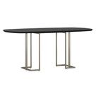 Mesa de Jantar 6 Lugares Retangular Orgânico Com Vidro 180cm Pés Industrial Alina N01 Preto Champanhe - Lyam Decor