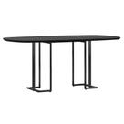 Mesa de Jantar 6 Lugares Retangular Orgânico Com Vidro 180cm Pés Industrial Alina N01 Preto - Lyam Decor