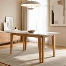 Mesa de Jantar 6 Lugares Retangular Tampo de Vidro 160x80cm Base Madeira Maciça Bella