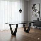 Mesa de Jantar 6 Lugares Retangular Tampo Vidro/MDF Lavanda