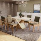 Mesa de Jantar 6 Lugares Samanta com Vidro Canela/Off White/Bege - Kappesberg Jantar Mesa de Jantar 6 Lugares Samanta com Vidro Canela/Off White/Bege - Kappesberg Jantar