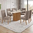 Mesa de Jantar 6 Lugares Stella com Vidro Nature/Off White/Marrom Amêndoa - Panorama Móveis