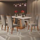 Mesa de Jantar 6 Lugares Taina com Vidro Mel/Pérola/Off White - Viero Móveis Mesa de Jantar 6 Lugares Taina com Vidro Mel/Pérola/Off White - Viero Móveis