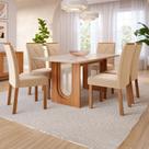 Mesa de Jantar 6 Lugares Valentina Fernanda com Vidro Cinamomo/Off White/Nude - Cimol