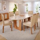 Mesa de Jantar 6 Lugares Valentina Paola com Vidro Cinamomo/Off White/Nude - Cimol