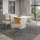 Mesa de Jantar 6 Lugares Viena Monaco com Vidro Cromado/Nature/Off White - Art Panta Mesa de Jantar 6 Lugares Viena Monaco com Vidro Cromado/Nature/Off White - Art Panta