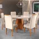Mesa de Jantar 6 Lugares Virginia com Vidro Mel/Nude/Off White - Panorama Móveis Mesa de Jantar 6 Lugares Virginia com Vidro Mel/Nude/Off White - Panorama Móveis
