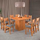 Mesa de Jantar 8 Lugares Alexa Mel/Veludo Cinza 26186 - Pnr Móveis
