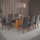 Mesa de Jantar 8 Lugares Barth com Vidro Mel/Grafite - Viero Móveis