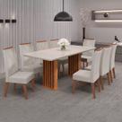 Mesa de Jantar 8 Lugares Exclusive com Vidro Ripado Mel/Bege/Off White - Viero Móveis