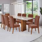 Mesa de Jantar 8 Lugares Exclusive com Vidro Ripado Mel/Terracota/Off White - Viero Móveis
