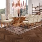 Mesa de Jantar 8 Lugares Genova com Vidro Cinamomo/Off White/Bege - Cel Móveis Mesa de Jantar 8 Lugares Genova com Vidro Cinamomo/Off White/Bege - Cel Móveis