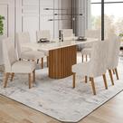 Mesa de Jantar 8 Lugares Legacy com Vidro Nature/Off White/Linho - Panorama Móveis