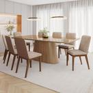 Mesa de Jantar 8 Lugares Olívia 200cm com Vidro Nature/Corano/Caramelo/Creme - Henn