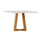 Mesa de Jantar 8 Lugares Quadrada 135cm Tampo MDF Com Vidro Elian N01 Ypê Off White - Lyam Decor