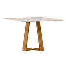 Mesa de Jantar 8 Lugares Quadrada 135cm Tampo MDF Com Vidro Elian N01 Ypê Off White - Lyam Decor Mesa de Jantar 8 Lugares Quadrada 135cm Tampo MDF Com Vidro Elian N01 Ypê Off White - Lyam Decor