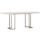 Mesa de Jantar 8 Lugares Retangular Orgânico Com Vidro 200cm Pés Industrial Alina N01 Off White Champanhe - Lyam Decor