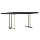 Mesa de Jantar 8 Lugares Retangular Orgânico Com Vidro 200cm Pés Industrial Alina N01 Preto Champanhe - Lyam Decor