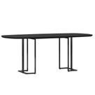Mesa de Jantar 8 Lugares Retangular Orgânico Com Vidro 200cm Pés Industrial Alina N01 Preto - Lyam Decor